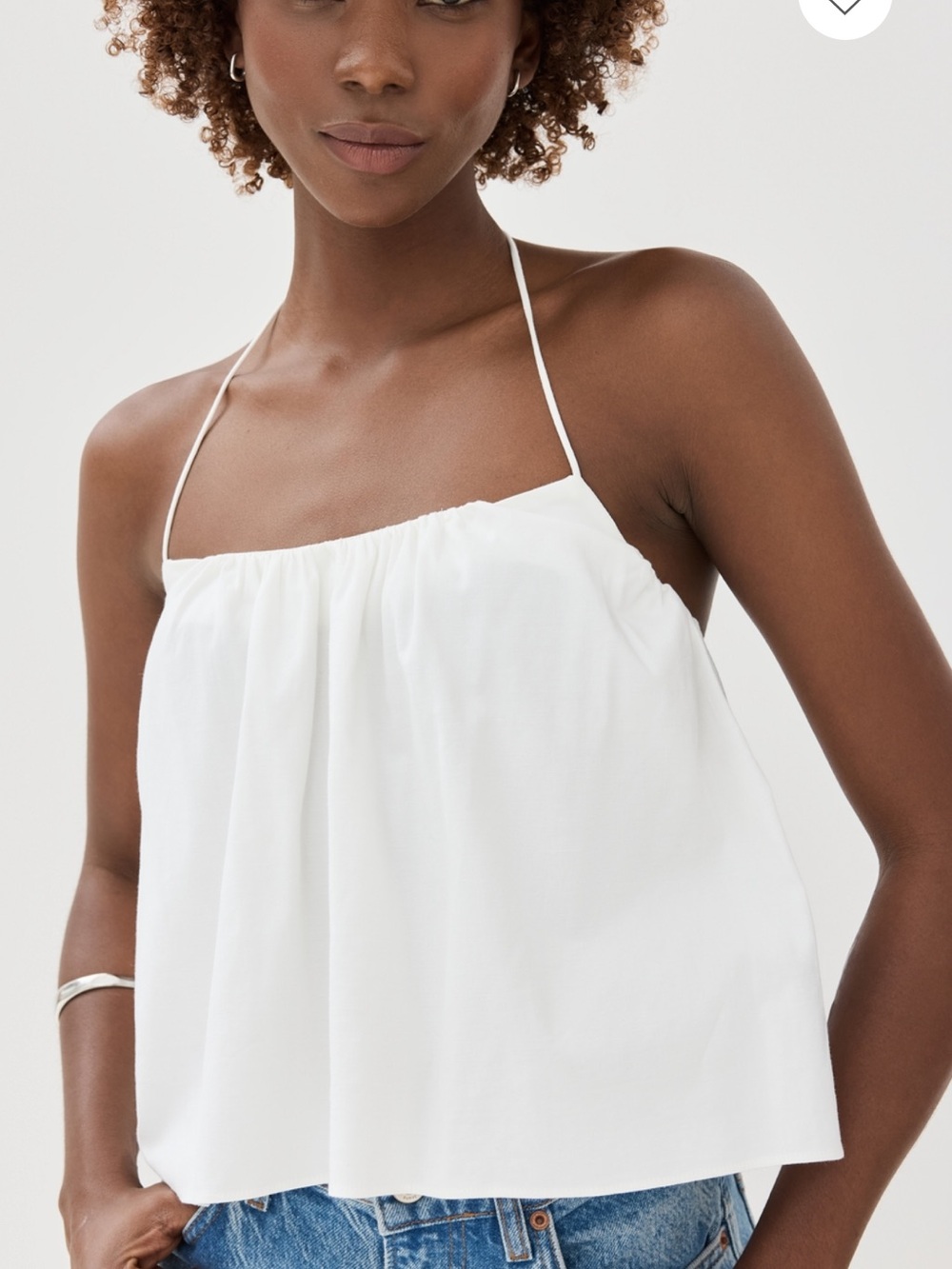 Reformation Addie Top White Thin Tie Halter Camisole - Picture 2 of 3